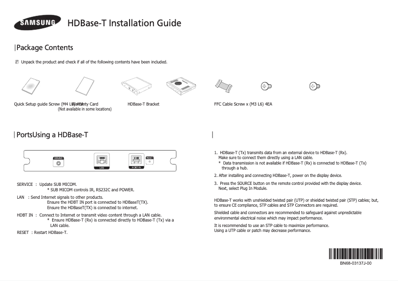 Page n°1 - Manuel utilisateur Samsung PIM-HDBT