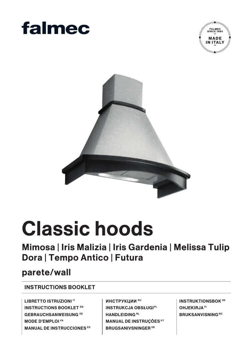 Page 1 de la notice Manuel utilisateur Falmec Mimosa