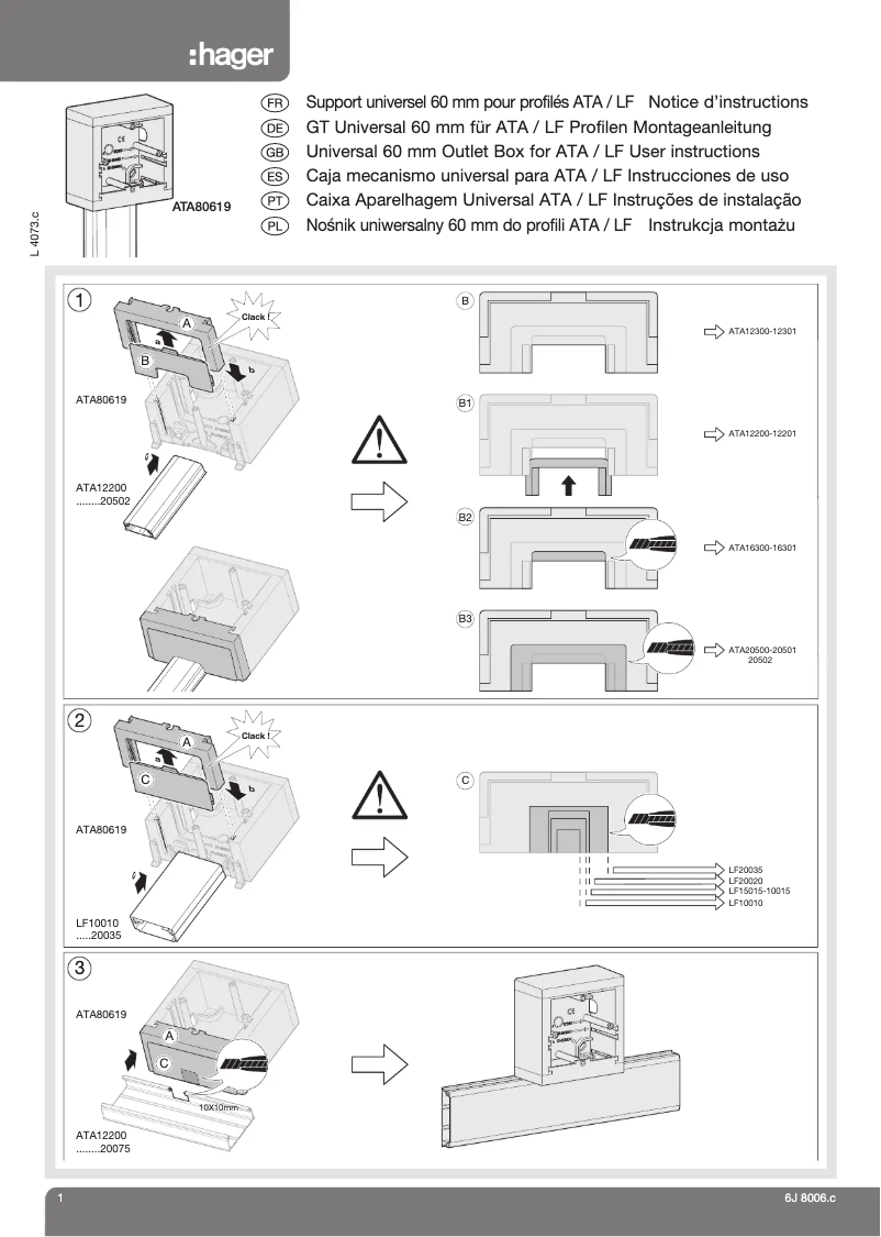 Page n°1 - Manuel utilisateur Hager ATA806099016