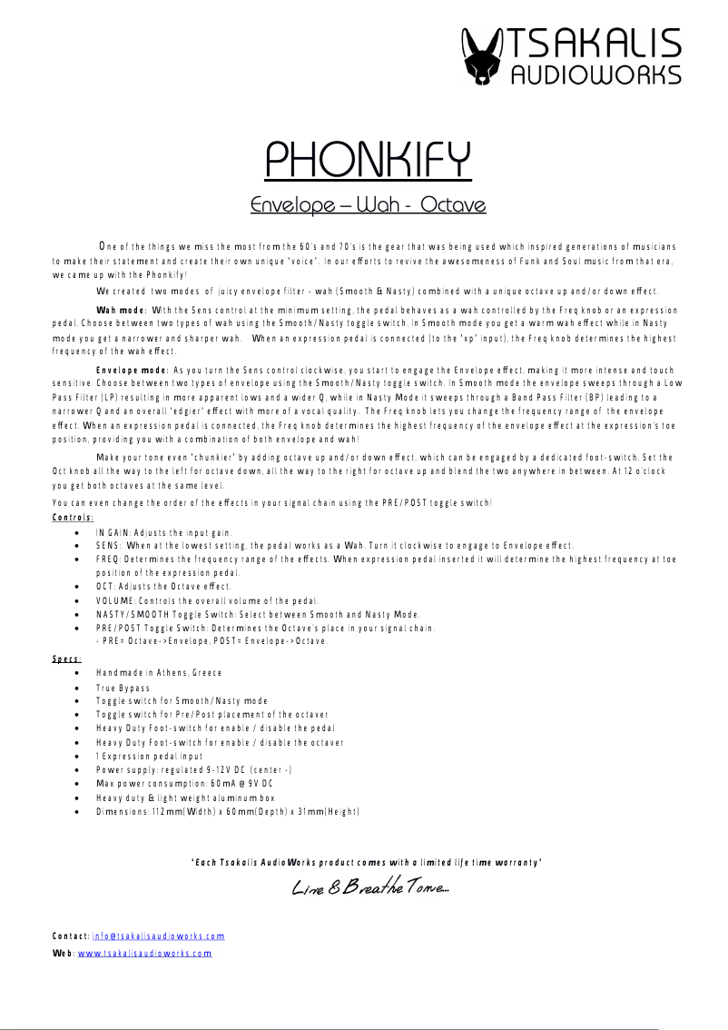 Image de la première page du manuel de l'appareil Phonkify