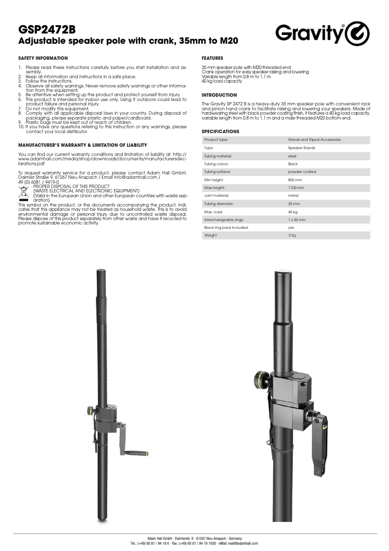 Página 1 del manual Manual de usuario Gravity SP 2472 B