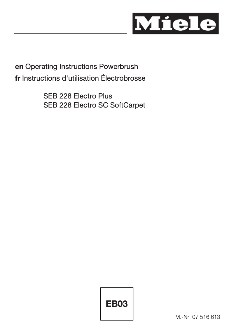 Page 1 de la notice Manuel utilisateur Miele Classic C1 Home Care