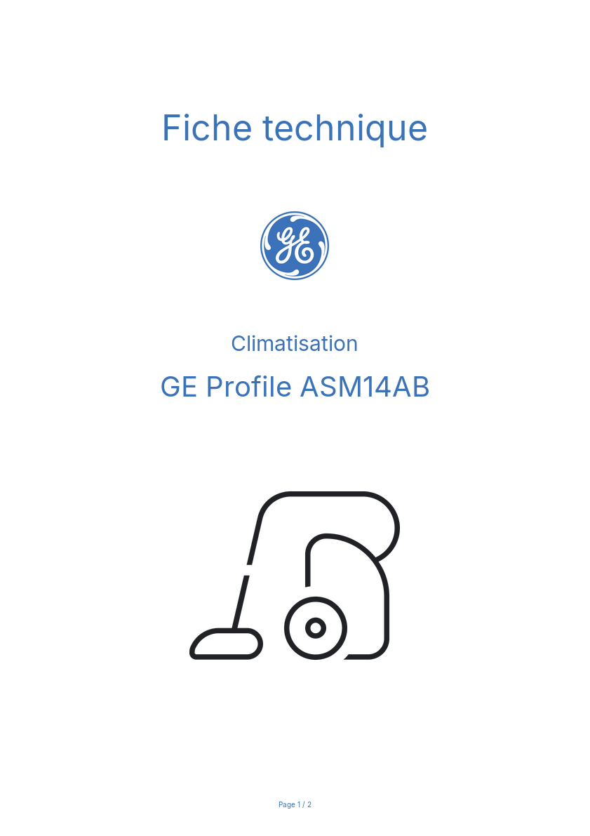 Page n°1 - Fiche technique GE Profile ASM14AB