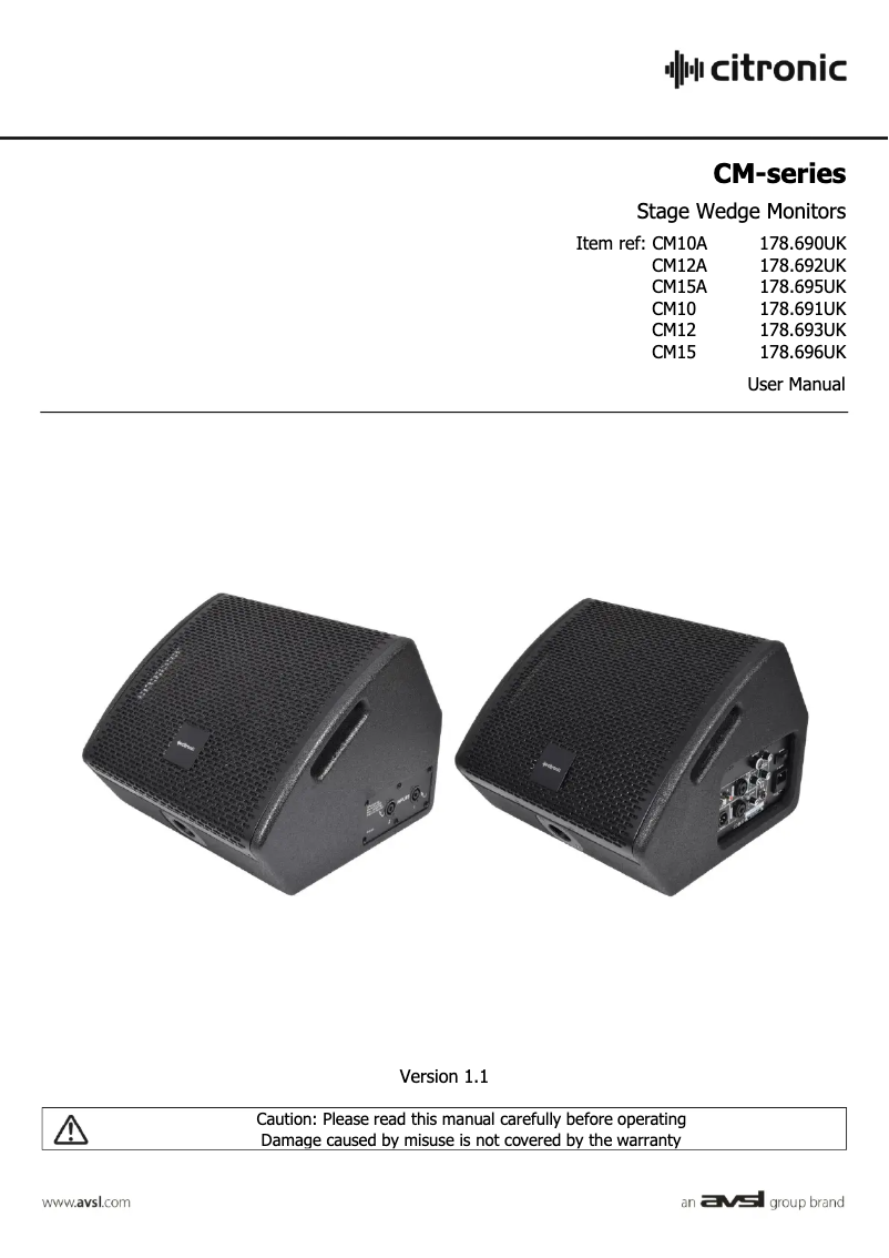 Page 1 de la notice Manuel utilisateur Citronic CM15A