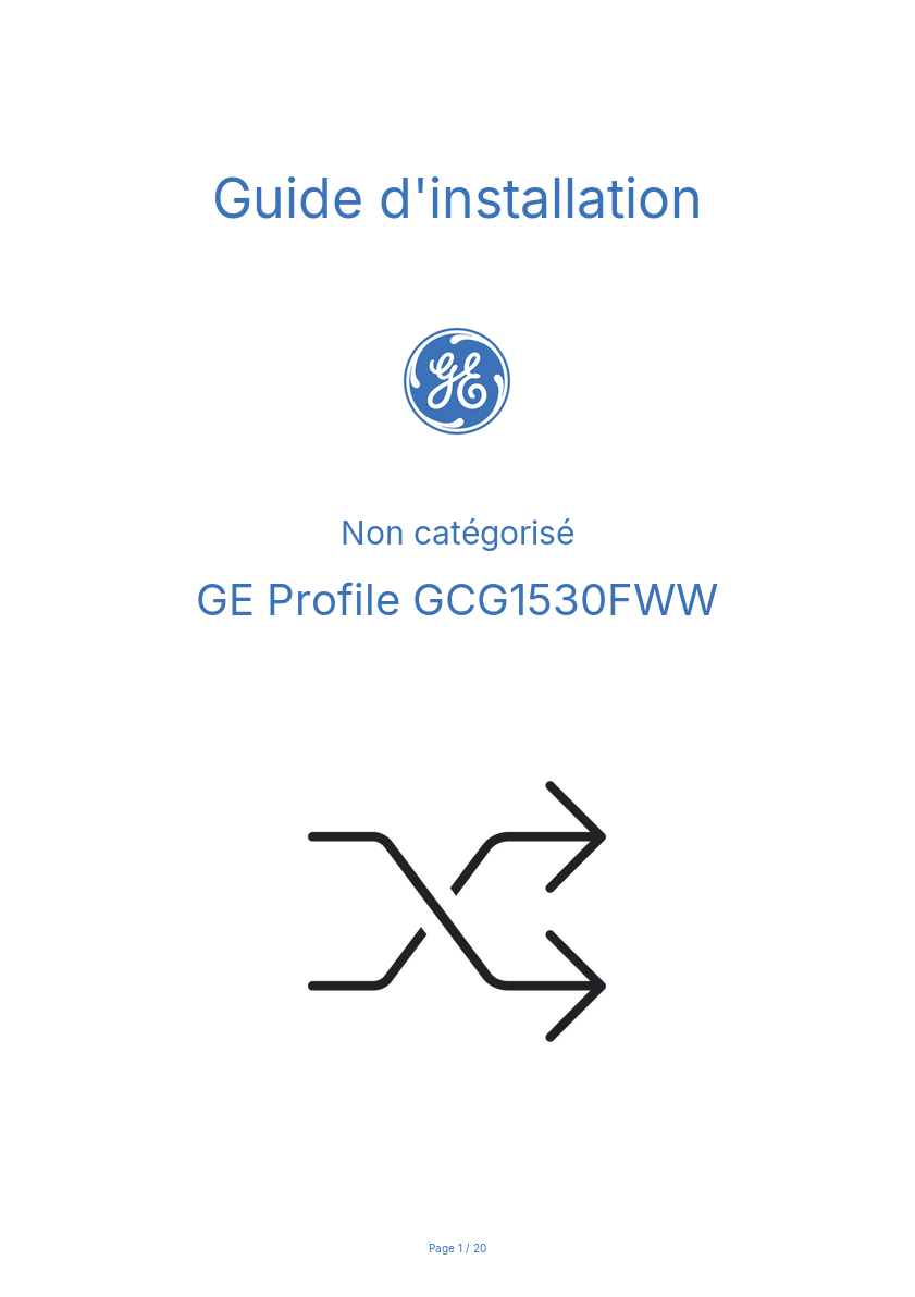 Page n°1 - Guide d'installation GE Profile GCG1530FWW