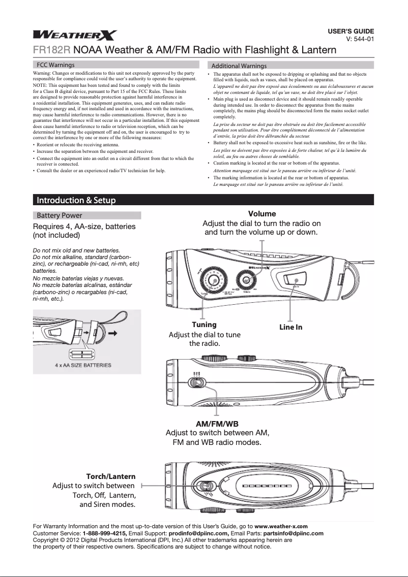 Page 1 de la notice Manuel utilisateur Weather X FR182R