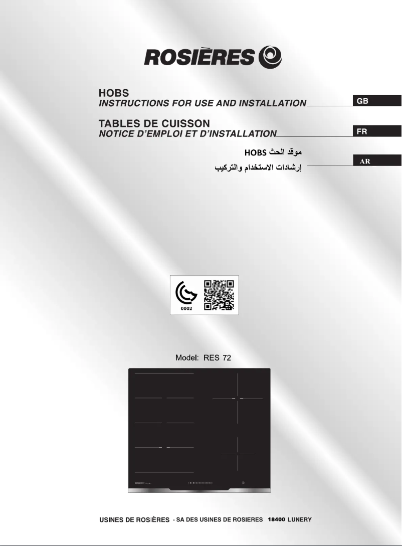 Page 1 de la notice Manuel utilisateur Rosieres RES 72