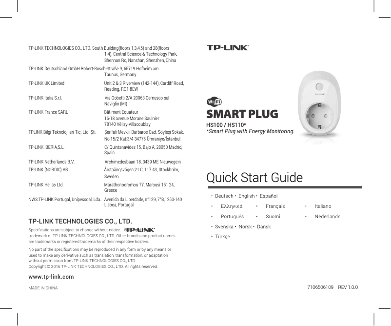 Page n°1 - Manuel utilisateur TP-Link HS110