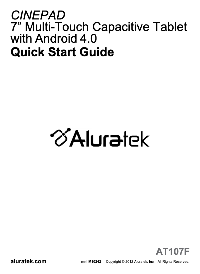 Page n°1 - Manuel utilisateur Aluratek Cinepad AT107F