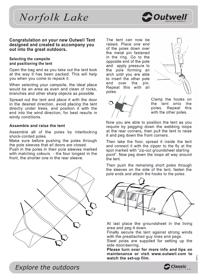 Page 1 de la notice Manuel utilisateur Outwell Norfolk Lake