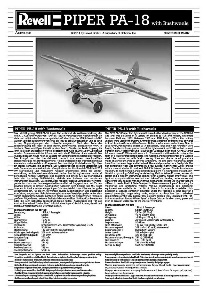 Image de la première page du manuel de l'appareil PIPER PA-18 with Bushwheels