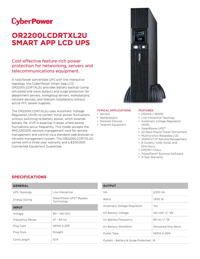 Image de la première page du manuel de l'appareil OR2200LCDRTXL2U