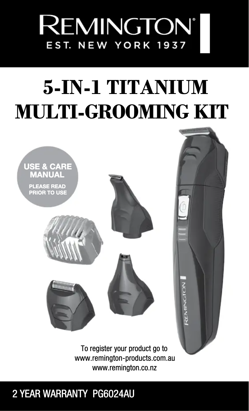 Page n°1 - Manuel utilisateur Remington 5-In-1 Titanium PG6024AU