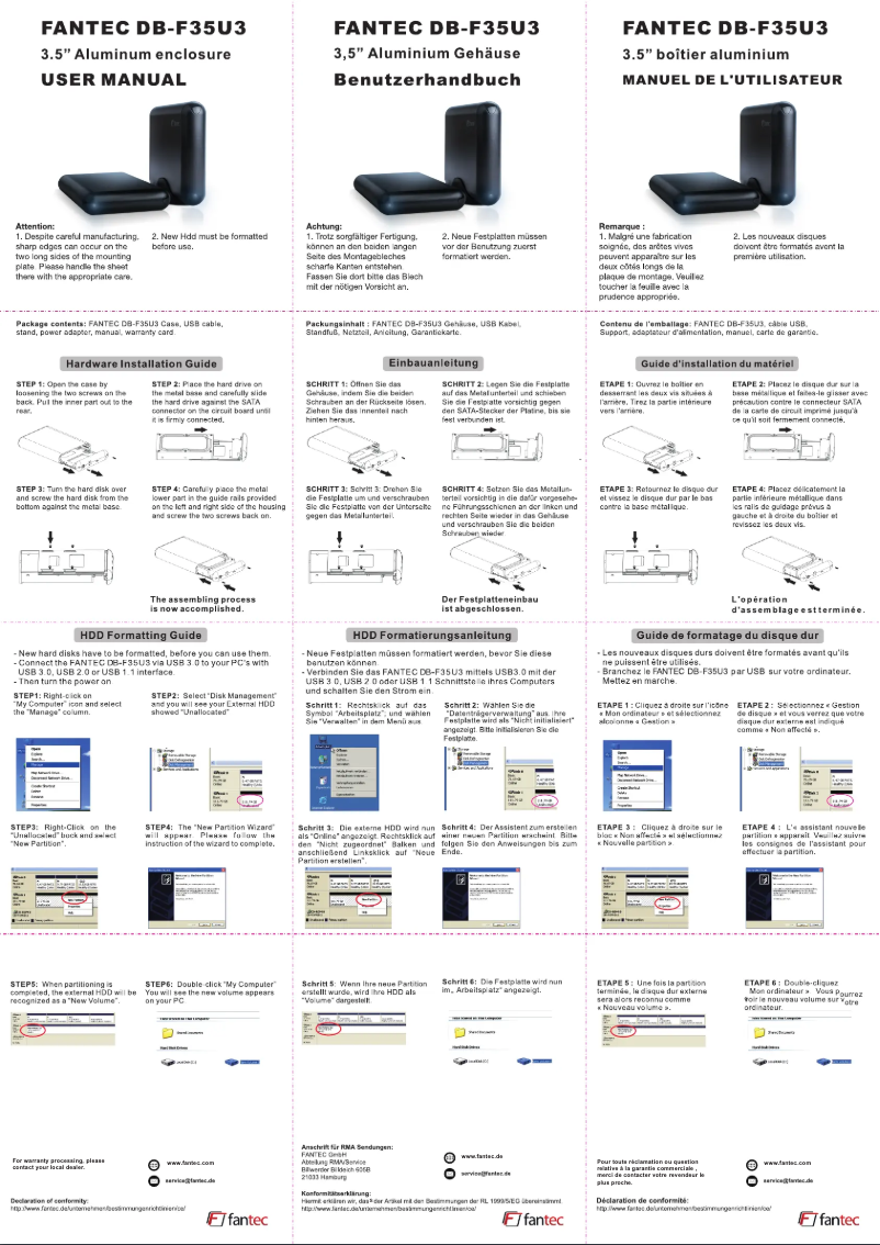 Página 1 del manual Manual de usuario Fantec DB-F35U3