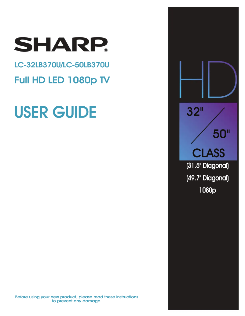 Page n°1 - Manuel utilisateur Sharp LC-32LB370U