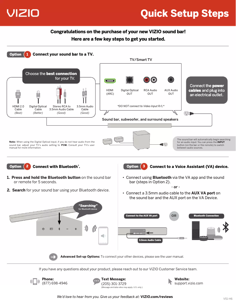 Page 1 de la notice Manuel utilisateur VIZIO V51-H6
