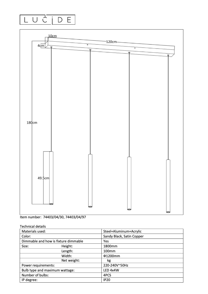 Page n°1 - Manuel utilisateur Lucide Lorenz 74403/04/97