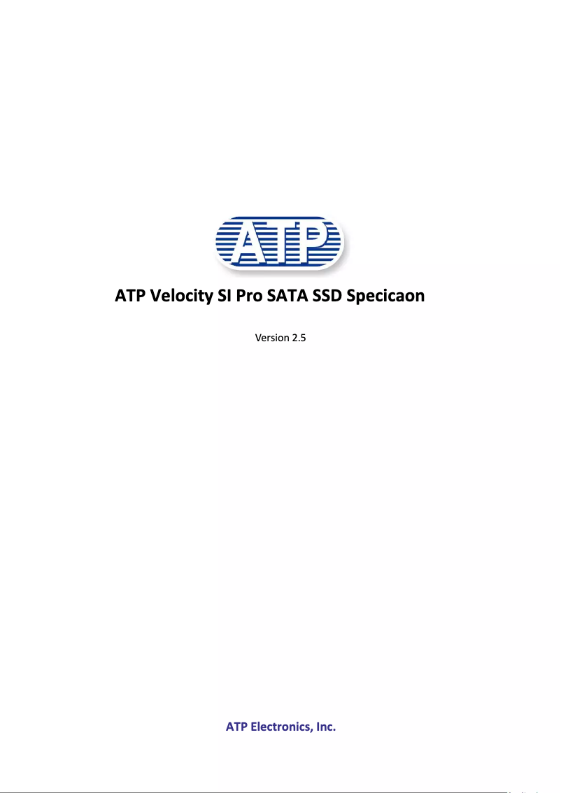 Page 1 de la notice Manuel utilisateur ATP Velocity SI Pro