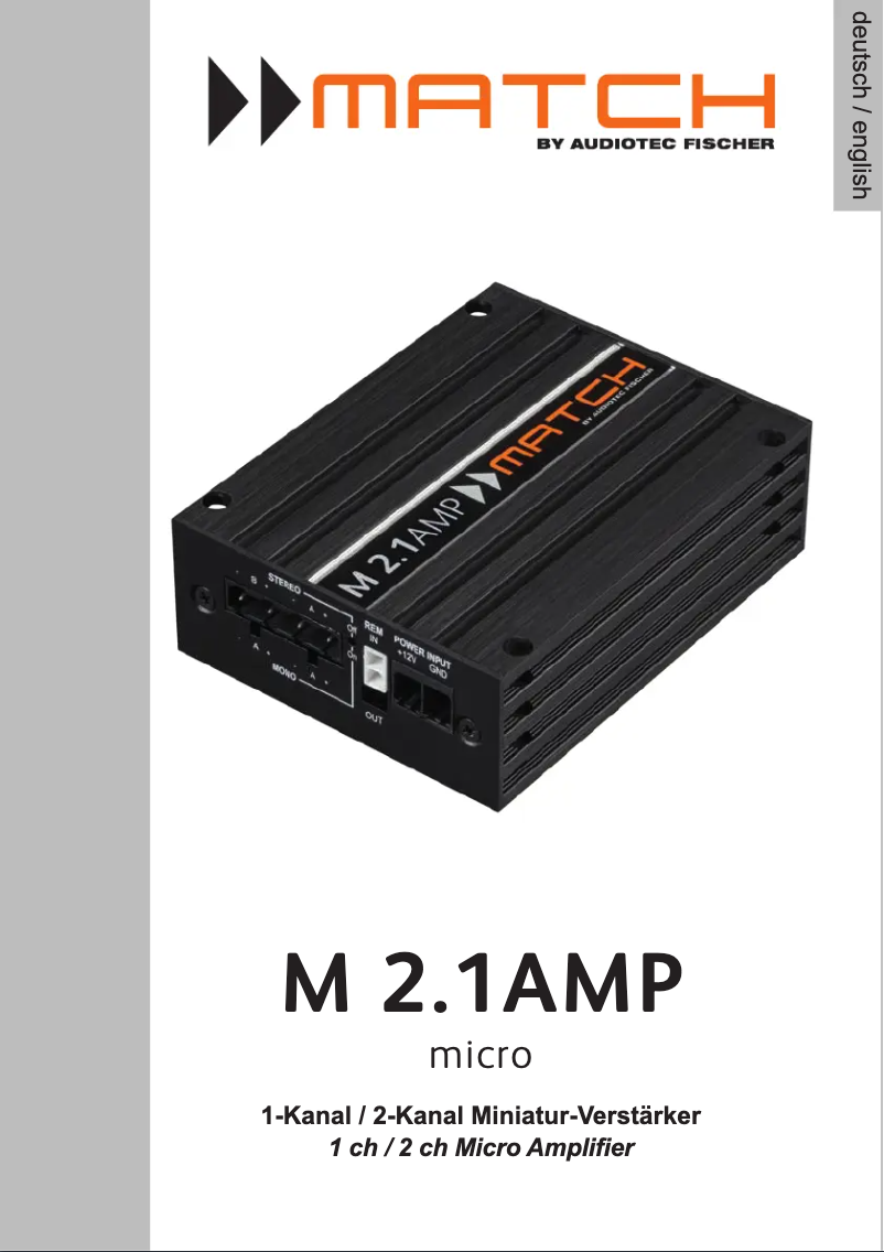 Page n°1 - Manuel utilisateur Match M 2.1AMP