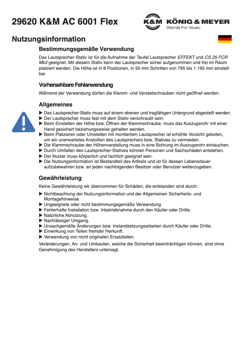 Page 1 de la notice Manuel utilisateur K&M AC 6001 Flex