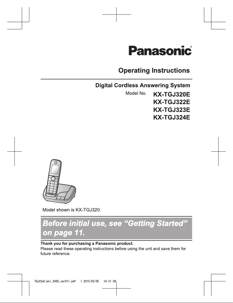 Imagen de la primera página del manual del dispositivo KX-TGJ320E