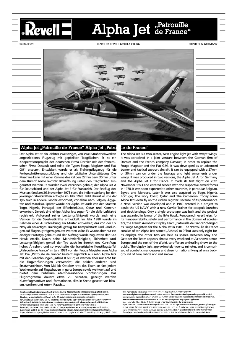 Image de la première page du manuel de l'appareil Alpha Jet