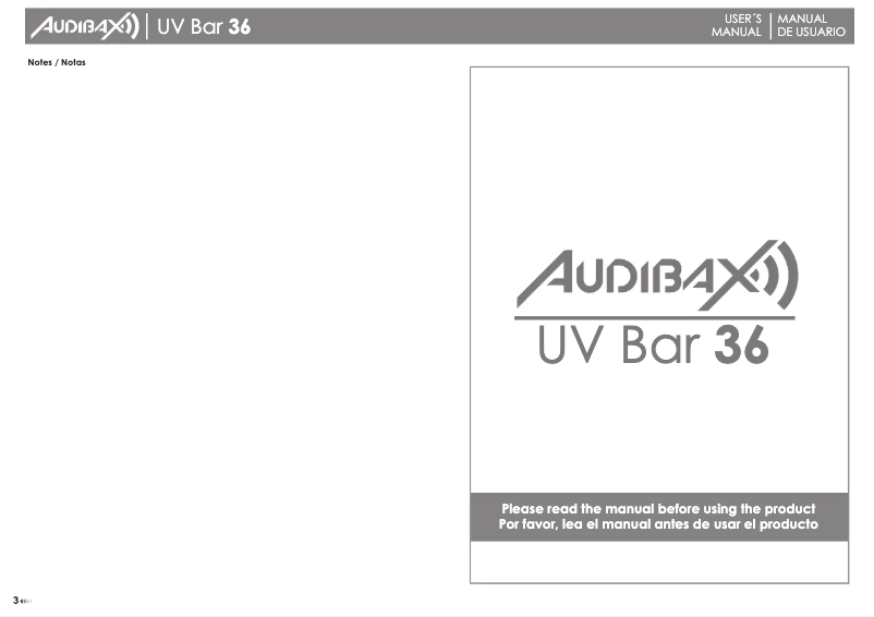 Page 1 de la notice Manuel utilisateur Audibax UV Bar 36