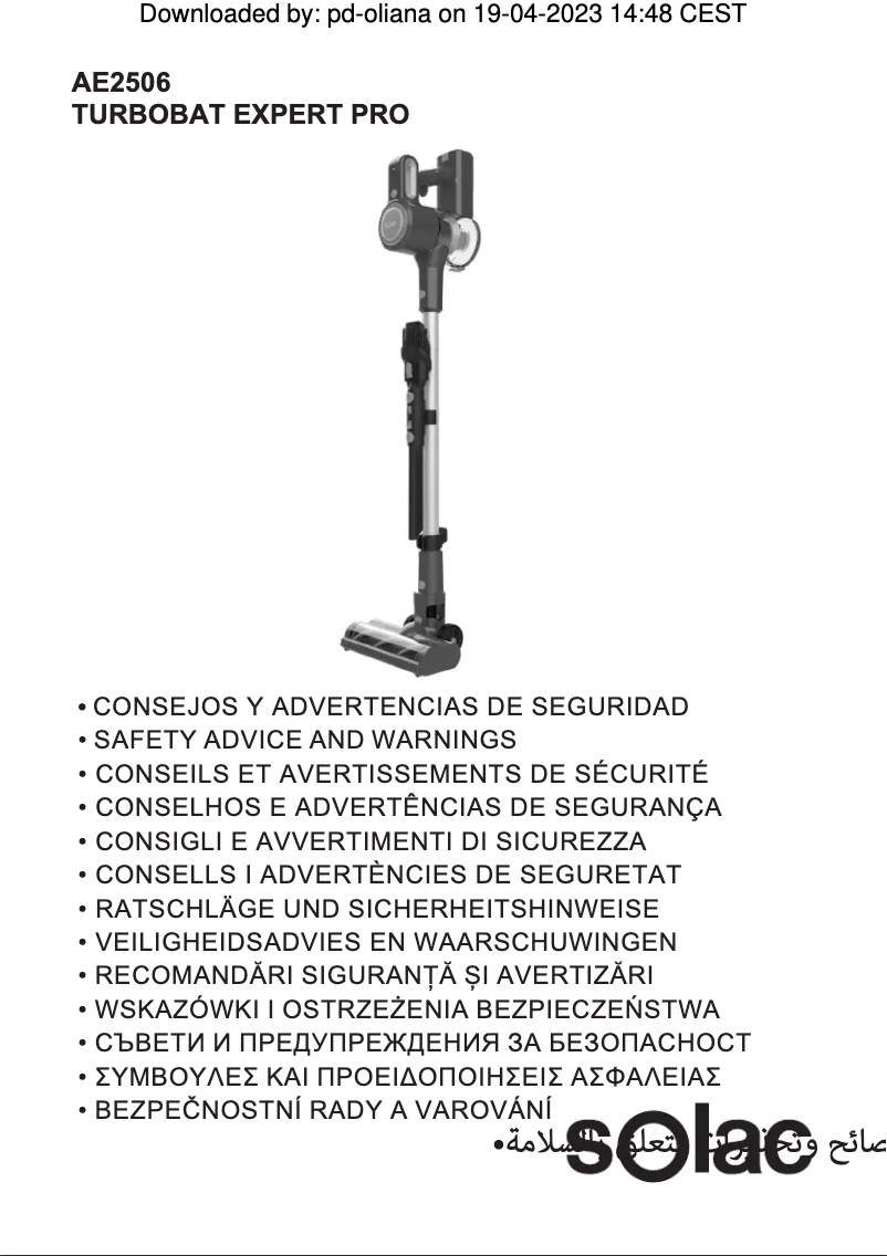 Image de la première page du manuel de l'appareil Turbobat Expert Pro 22.2V AE2506
