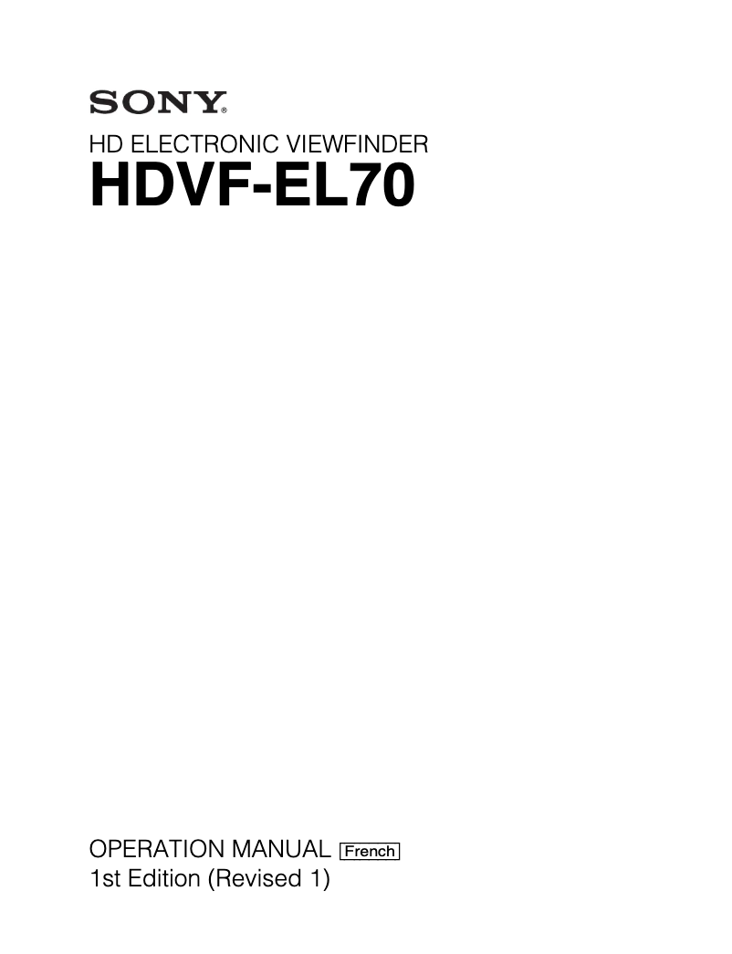 Image de la première page du manuel de l'appareil HDVF-EL70