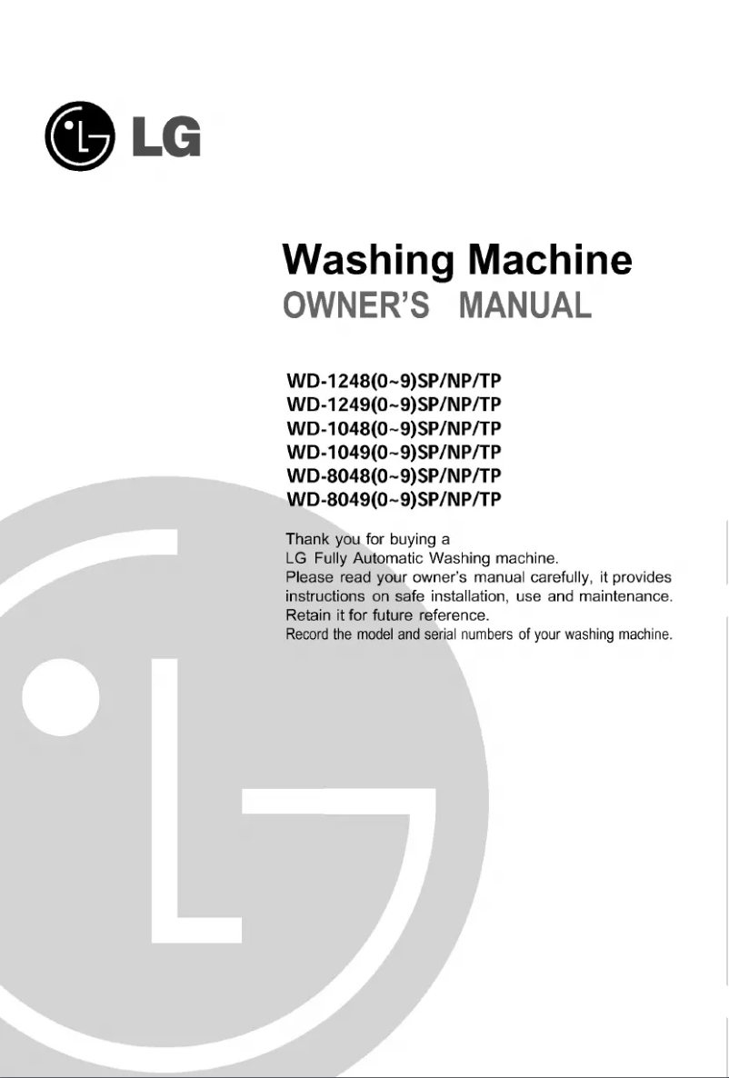 Page n°1 - Manuel utilisateur LG WD-12480TP