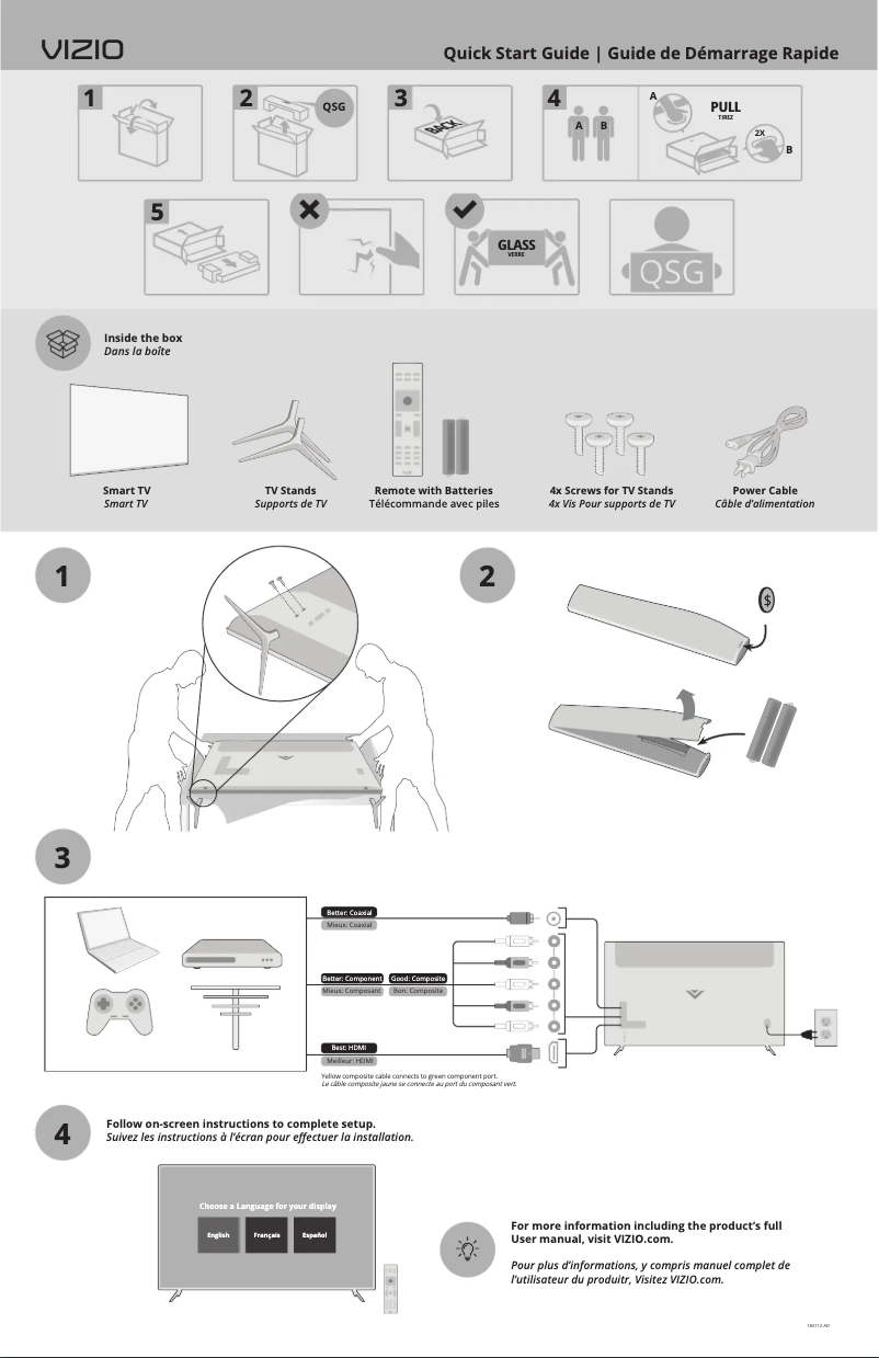 Page 1 de la notice Guide de démarrage rapide VIZIO M70-F3