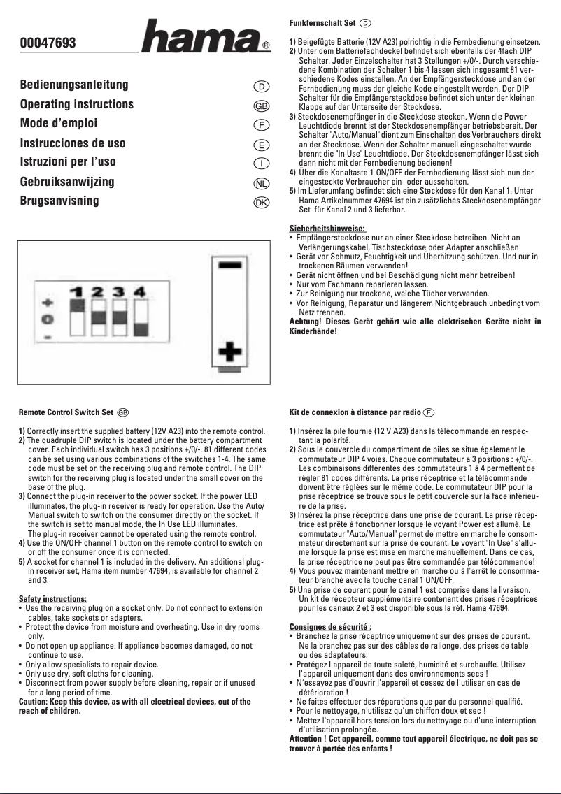 Image de la première page du manuel de l'appareil 47693