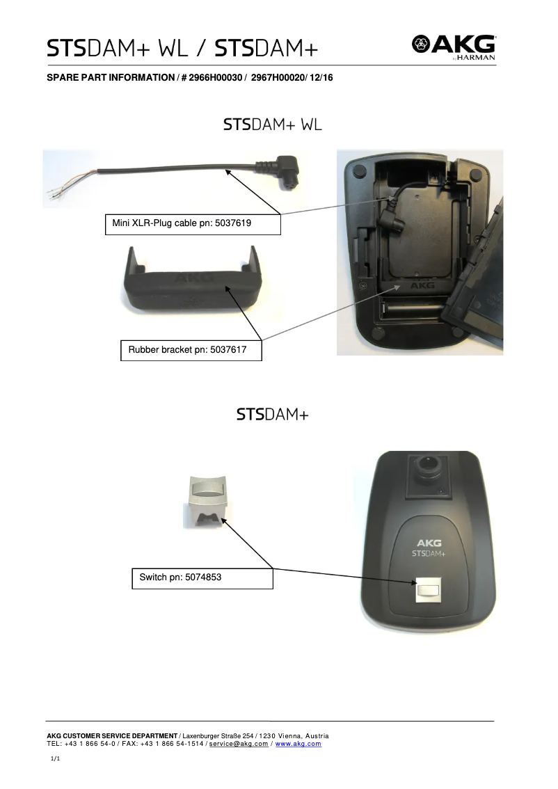 Page n°1 - Manuel utilisateur AKG STS DAM+