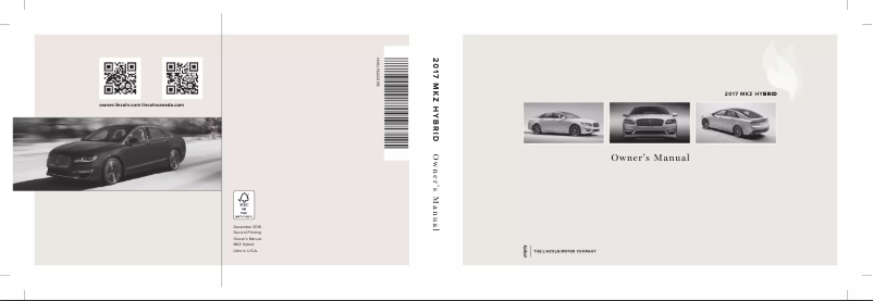 Page n°1 - Manuel utilisateur Lincoln MKZ Hybrid (2017)