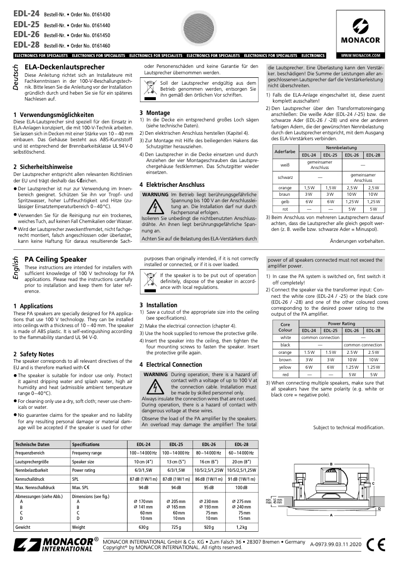 Image de la première page du manuel de l'appareil EDL-28
