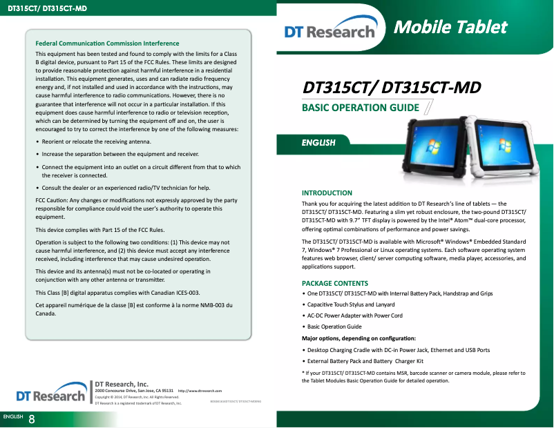 Image de la première page du manuel de l'appareil DT315CT