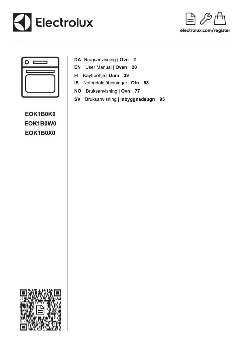 Page 1 de la notice Manuel utilisateur Electrolux EOK1B0X0