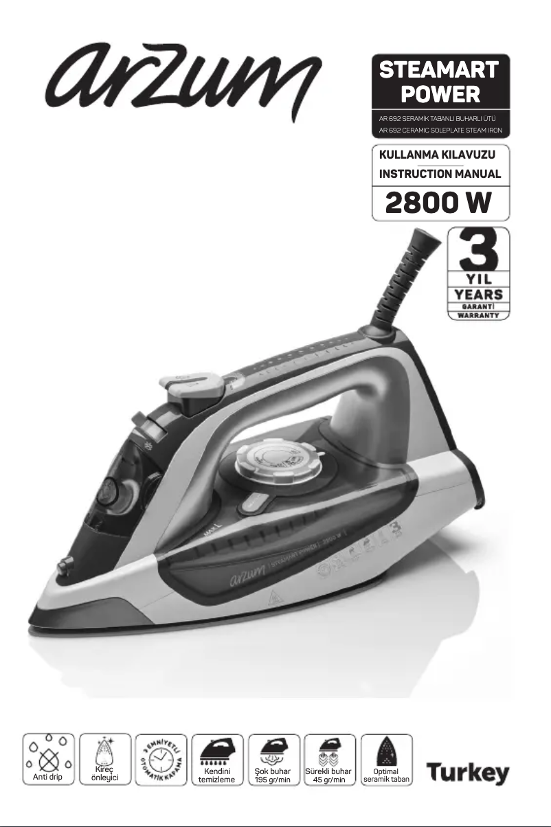 Page n°1 - Manuel utilisateur Arzum Steamart Power AR692