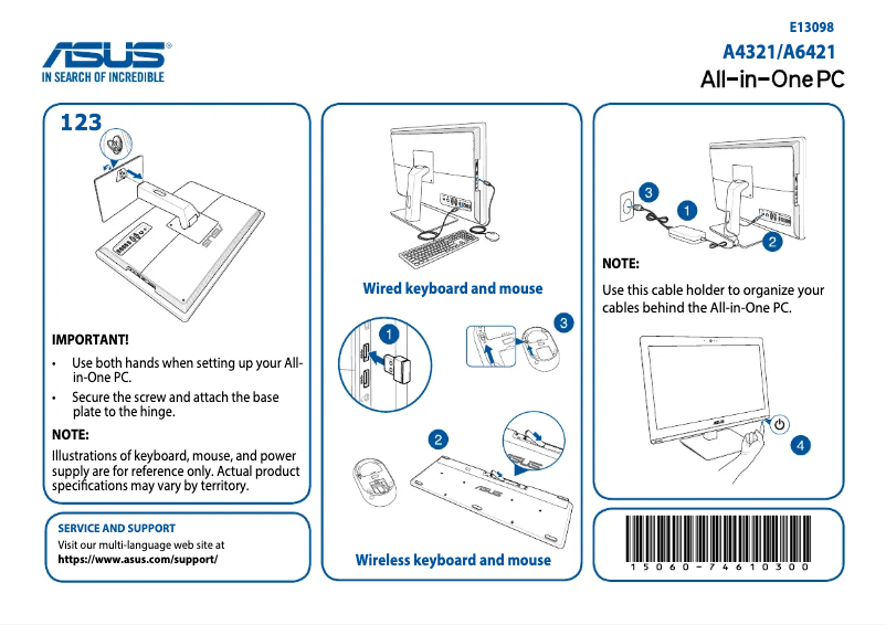 Page 1 de la notice Guide de démarrage rapide Asus A4321