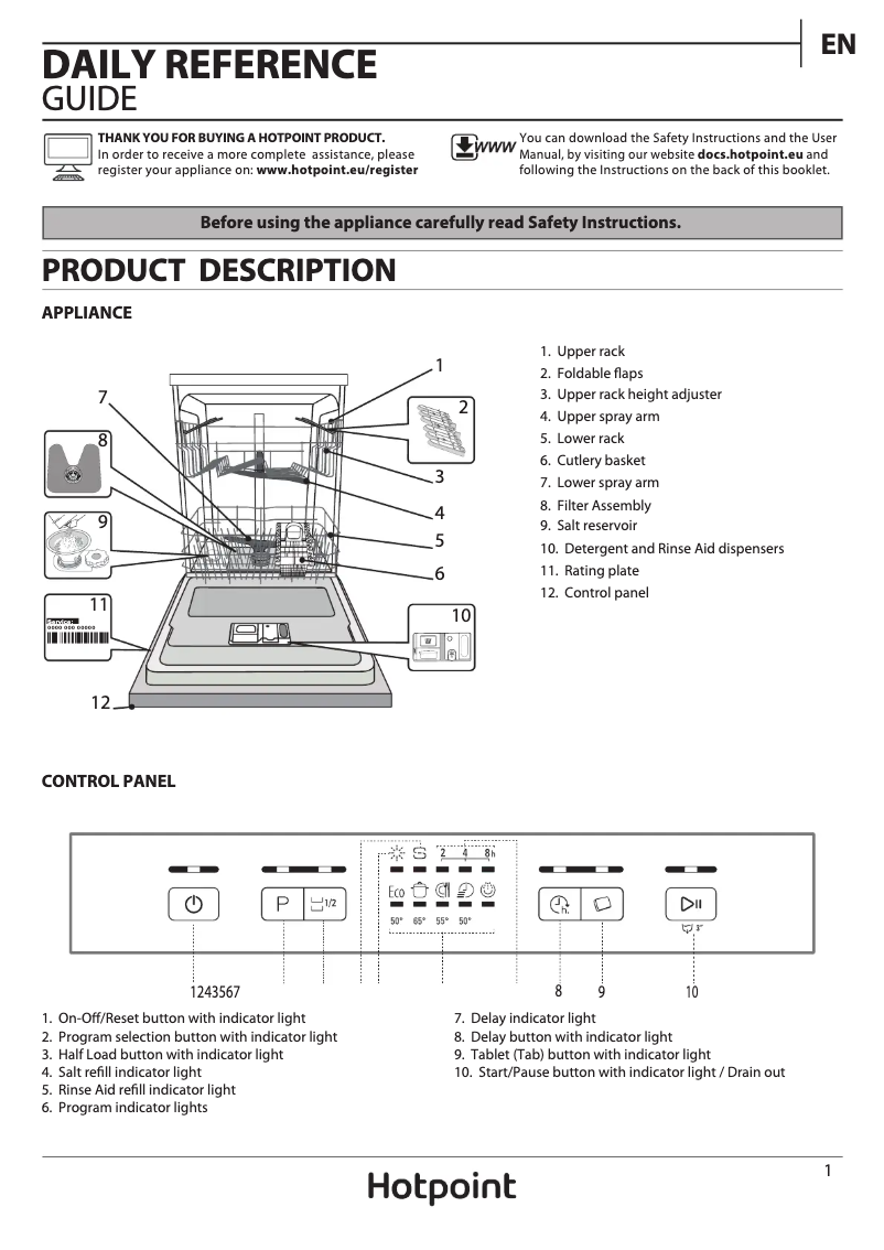 Page 1 de la notice Mode d'emploi Hotpoint HFE 2B+26 C N UK