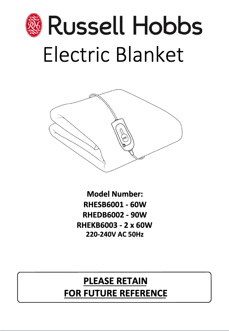 Page 1 de la notice Manuel utilisateur Russell Hobbs RHEKB6003