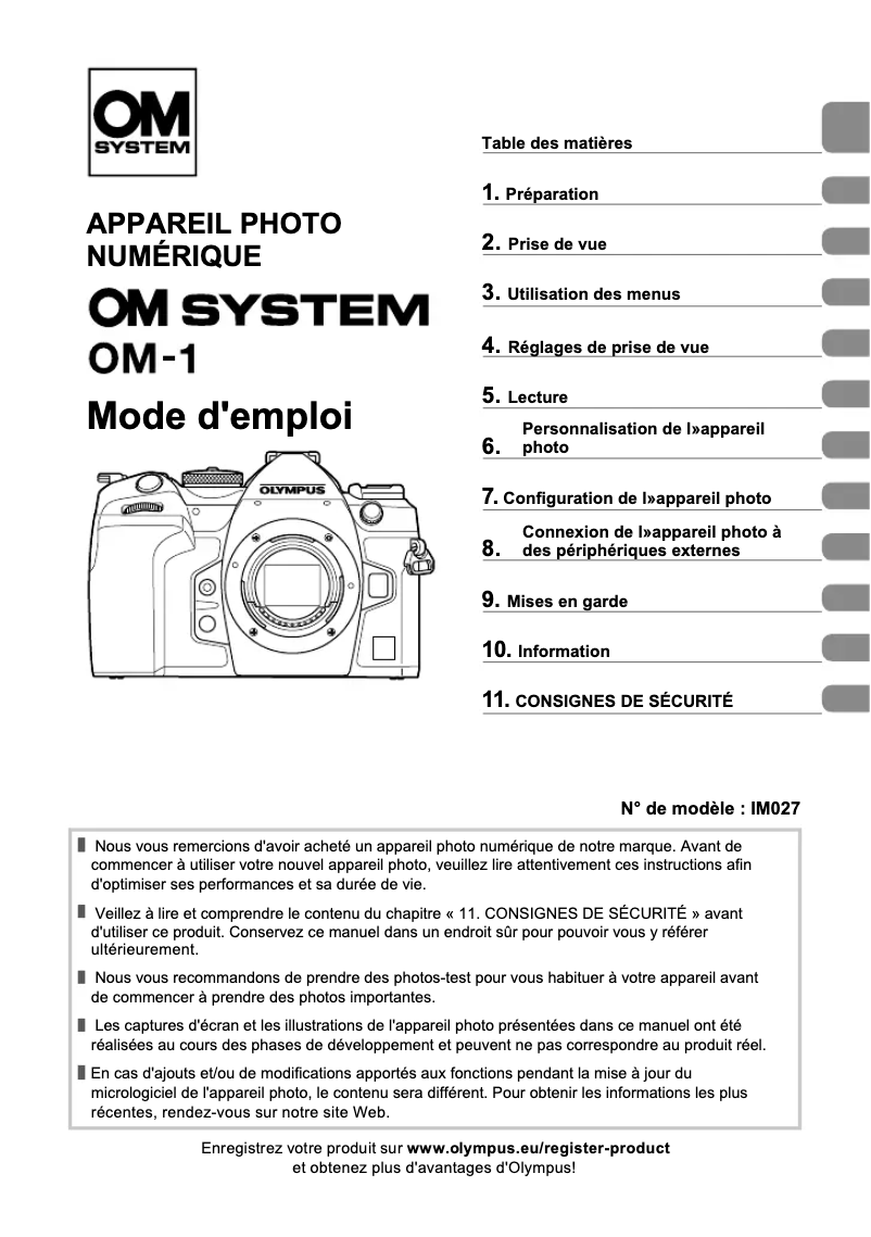 Page n°1 - Manuel utilisateur Olympus OM‑1
