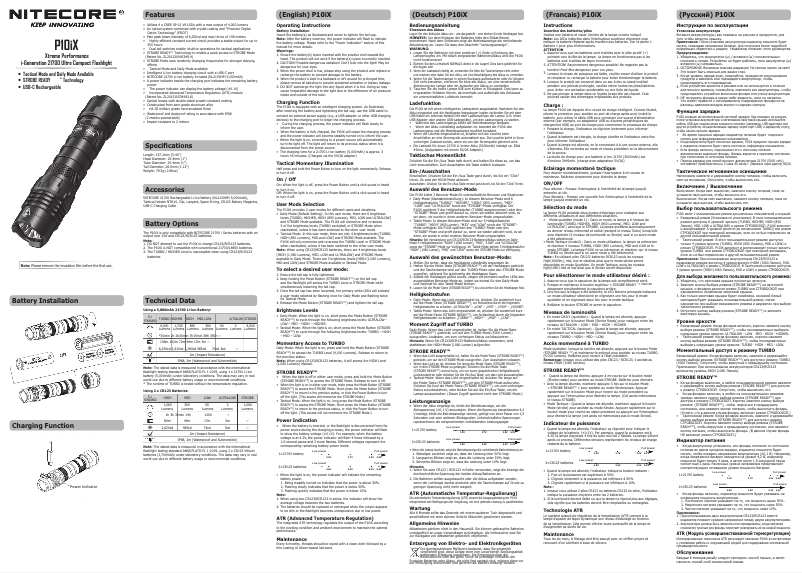 Page n°1 - Manuel utilisateur Nitecore P10iX