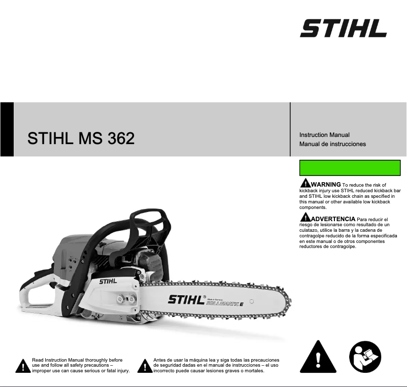 Page 1 de la notice Manuel utilisateur Stihl MS 362
