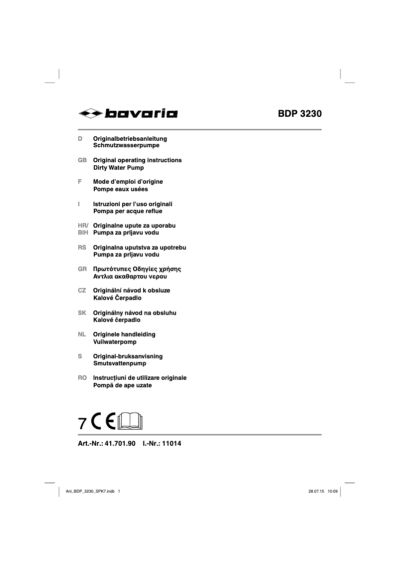 Page n°1 - Manuel utilisateur Bavaria BDP 3230