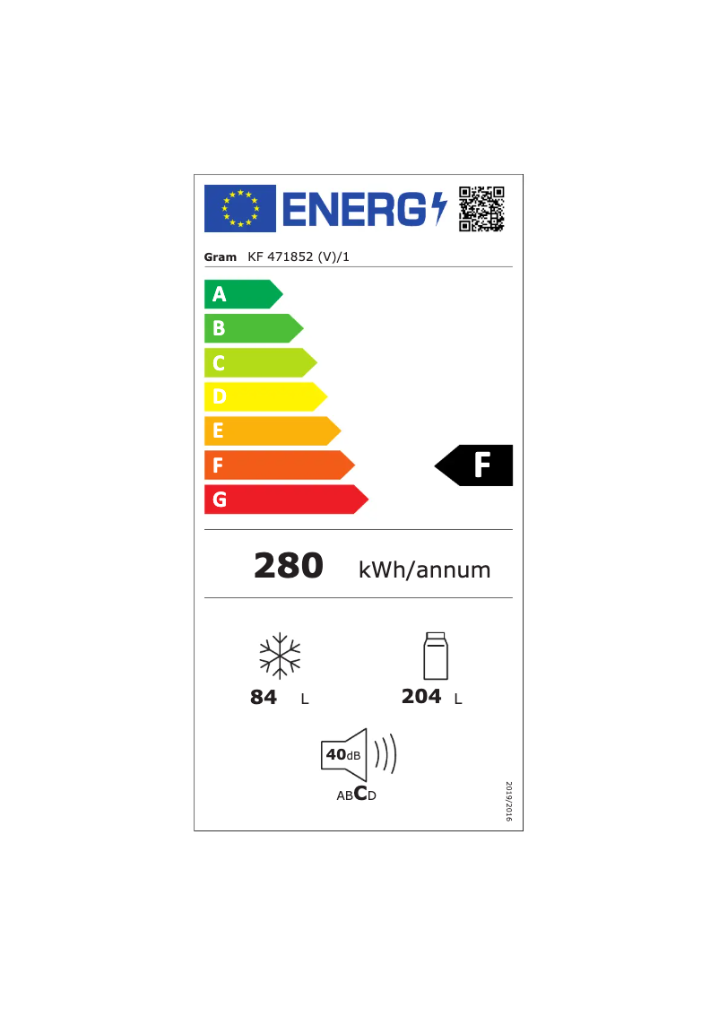 Page n°1 - Label énergétique Gram KF 471852 (v)/1