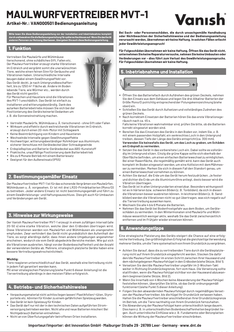 Image de la première page du manuel de l'appareil MVT-1