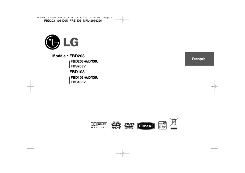 Image de la première page du manuel de l'appareil FBD203