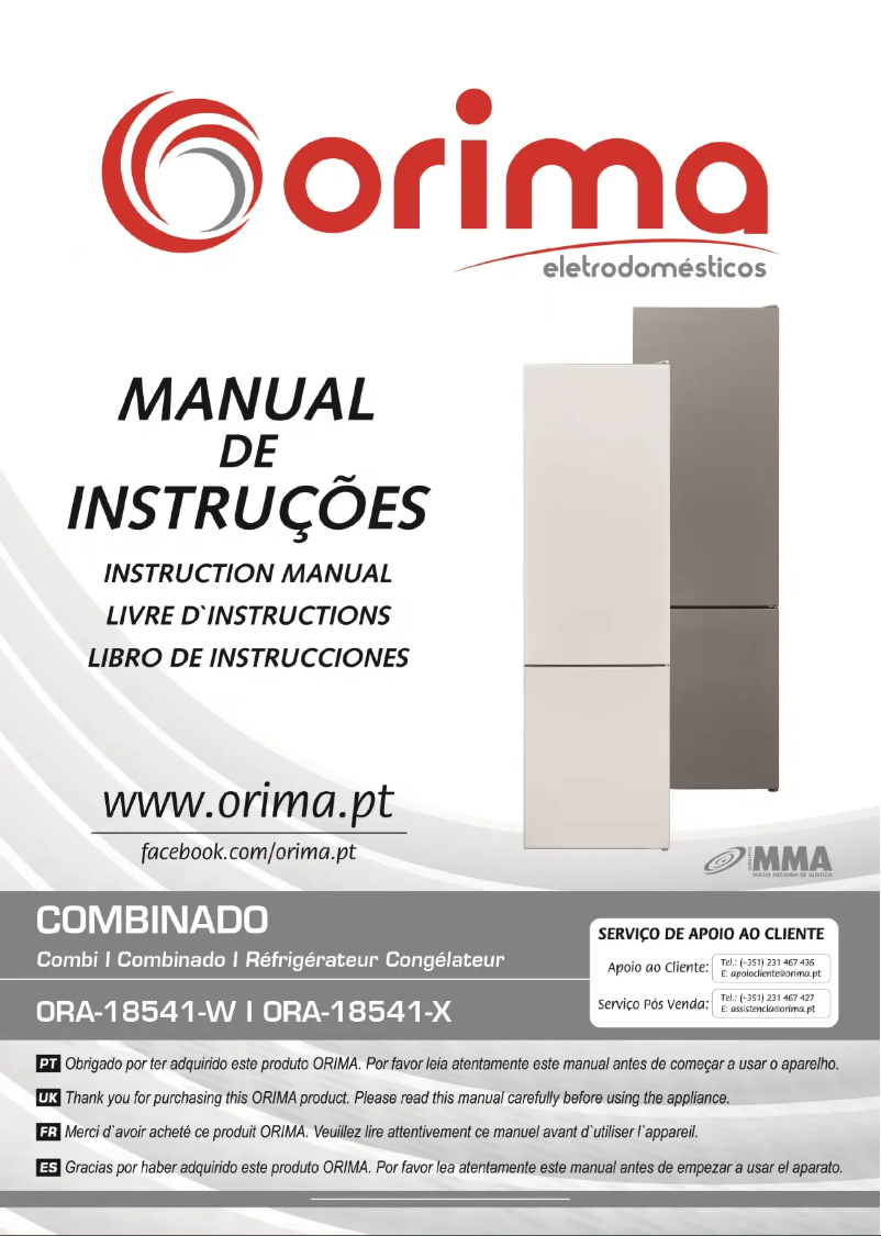 Page n°1 - Manuel utilisateur Orima ORA-18541-W