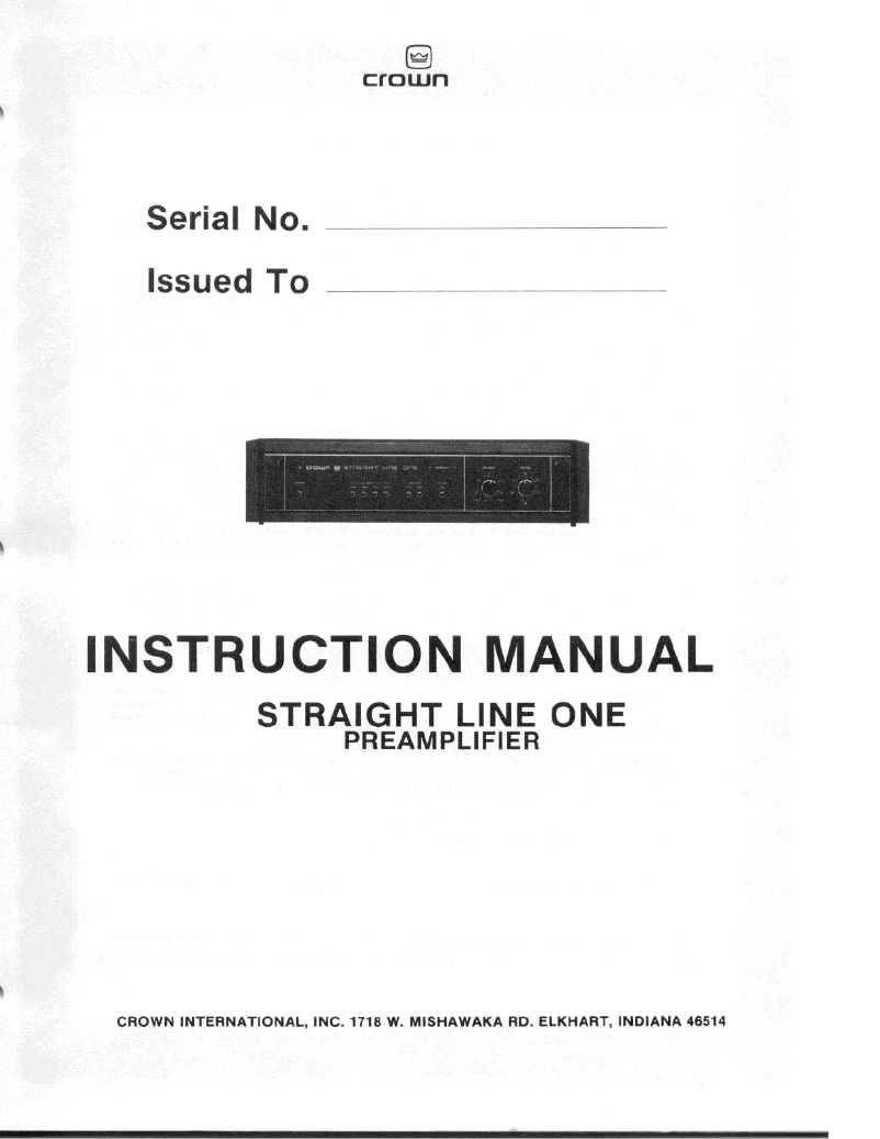 Page n°1 - Manuel utilisateur Crown SL-1